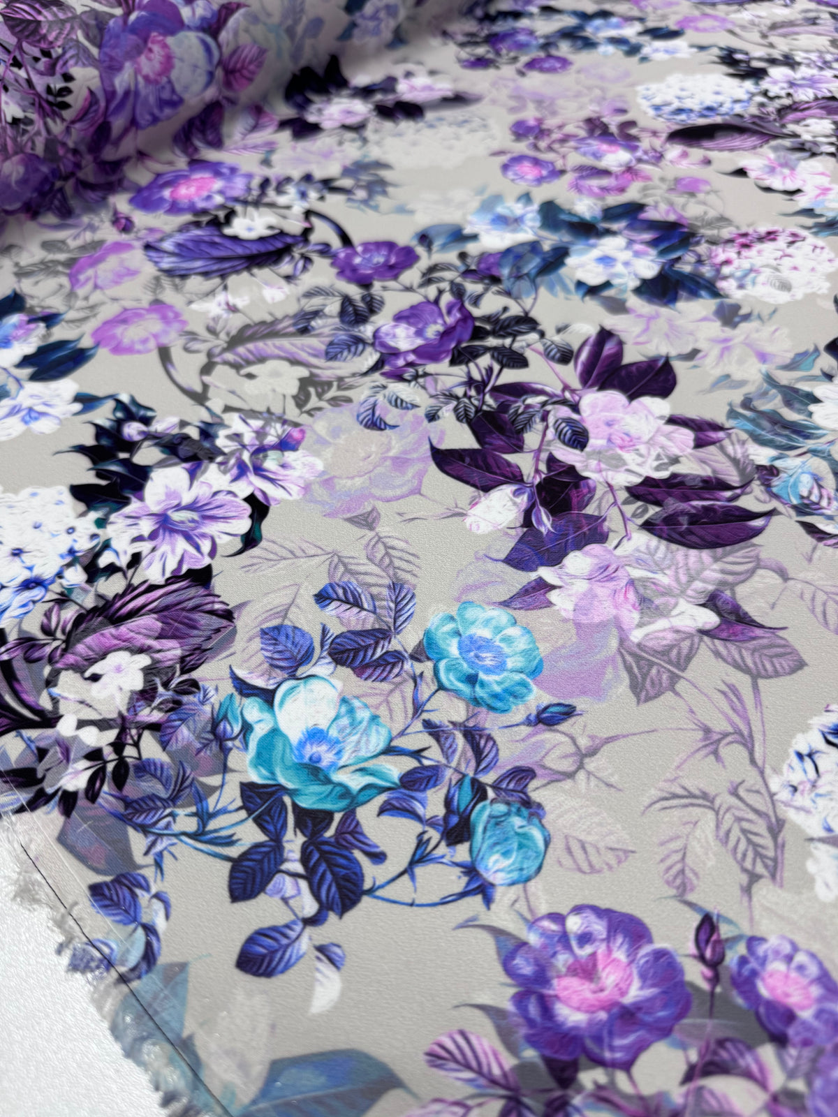 Pastel Bouquet printed satin fabric - view 4