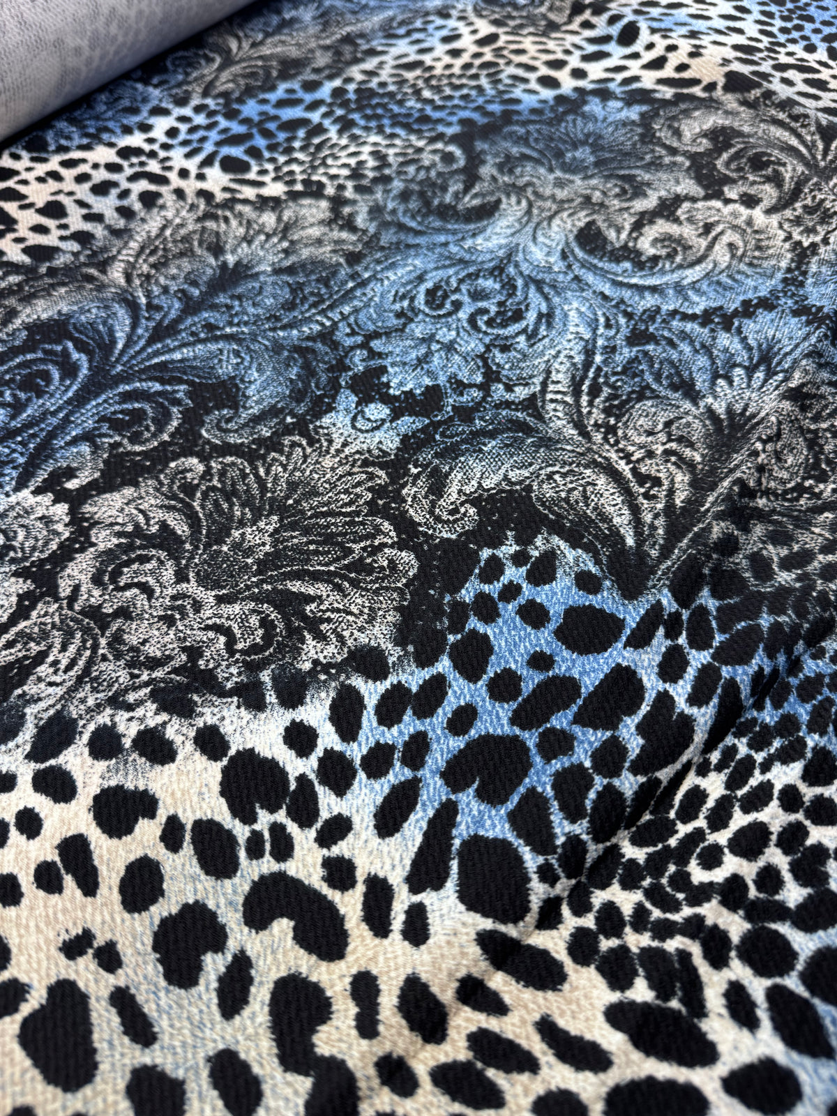 Azure Baroque textured knit fabric weave detail