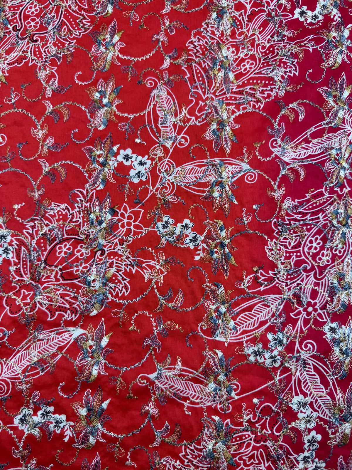 Japanese Broderie Anglaise- Red - 106cm