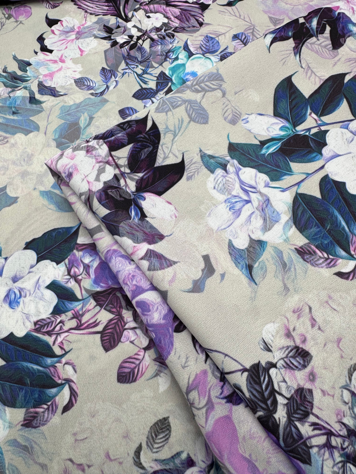 Pastel Bouquet printed satin fabric