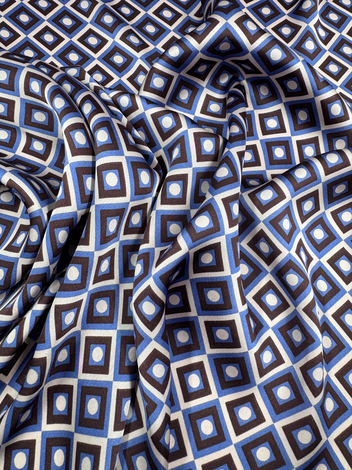 Bronze mosaic printed satin fabric - view 2