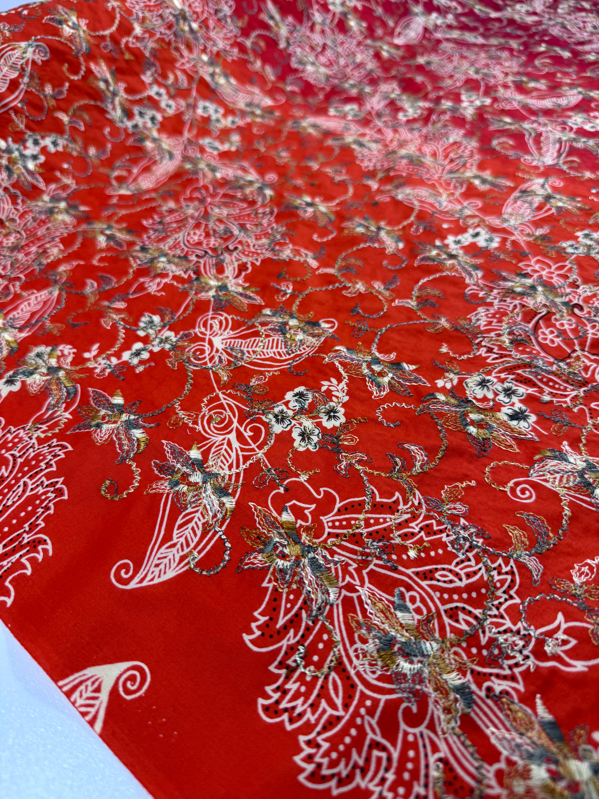 Japanese Broderie Anglaise- Red - 106cm