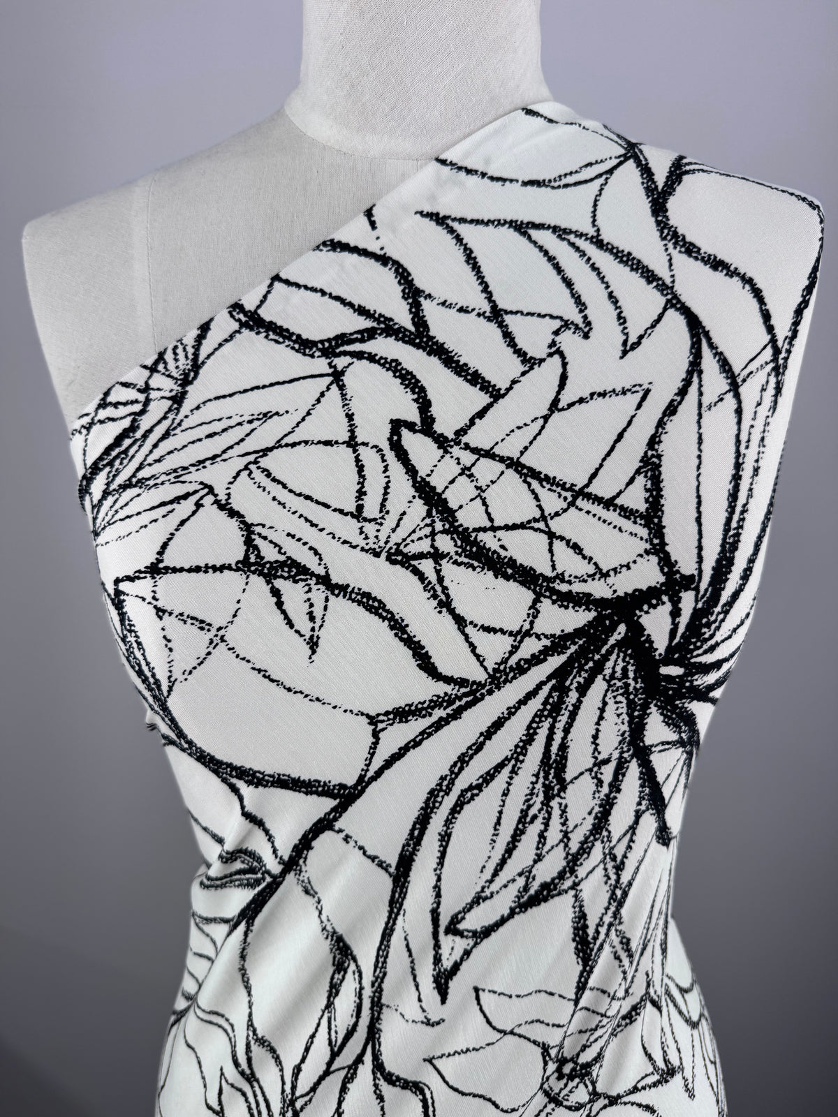 Designer Lycra - Botanical Line Art - 145cm