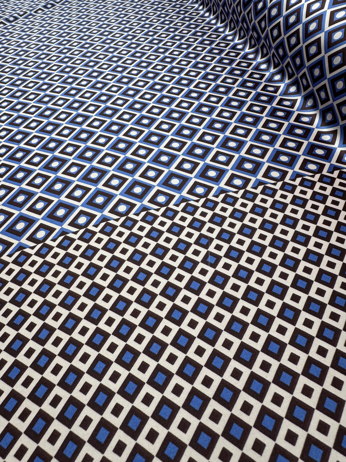 Bronze mosaic printed satin fabric - view 5