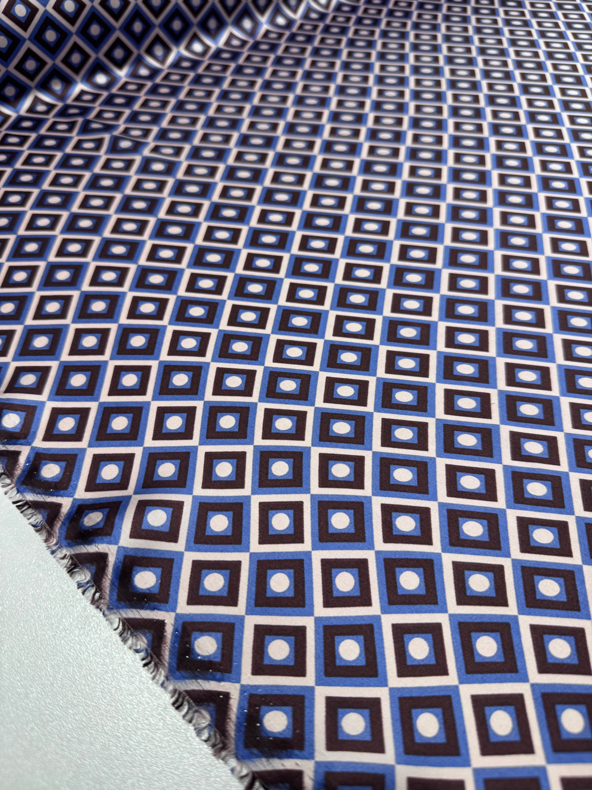 Bronze mosaic printed satin fabric - view 4