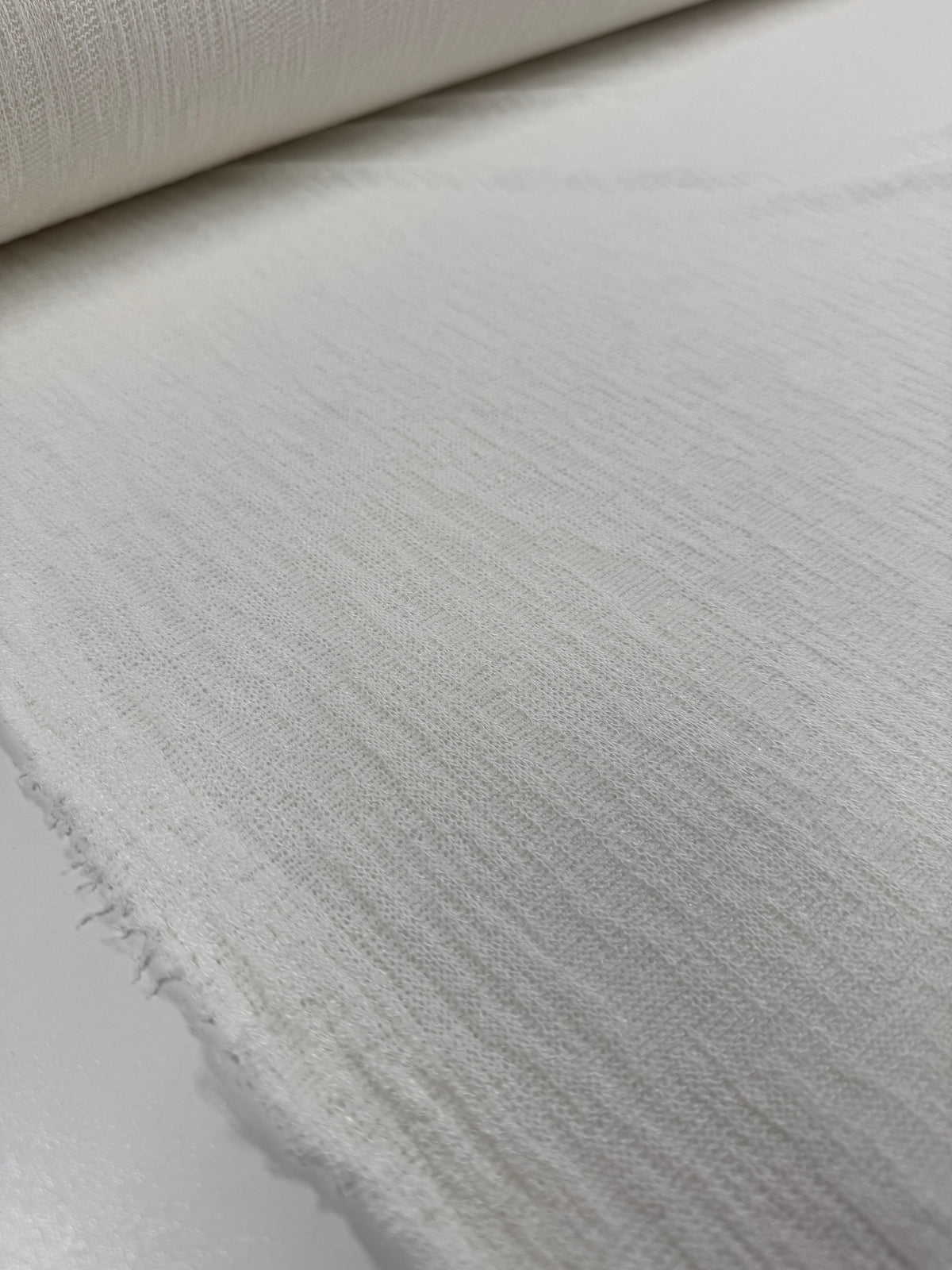 Ivory textured knit fabric - view 4