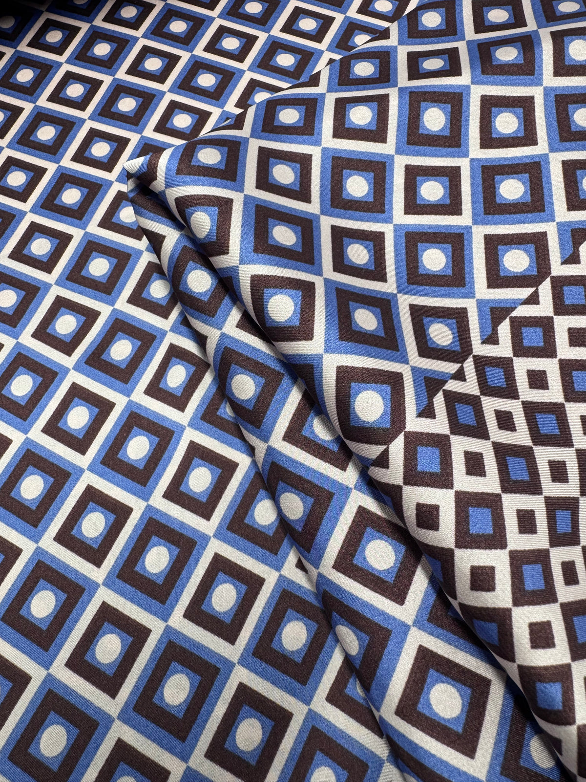 Bronze mosaic printed satin fabric