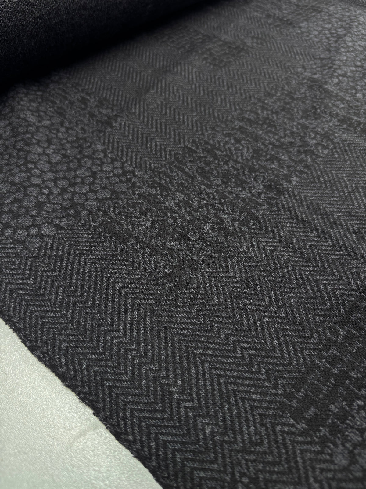 Stone Mosaic textured knit fabric weave detail