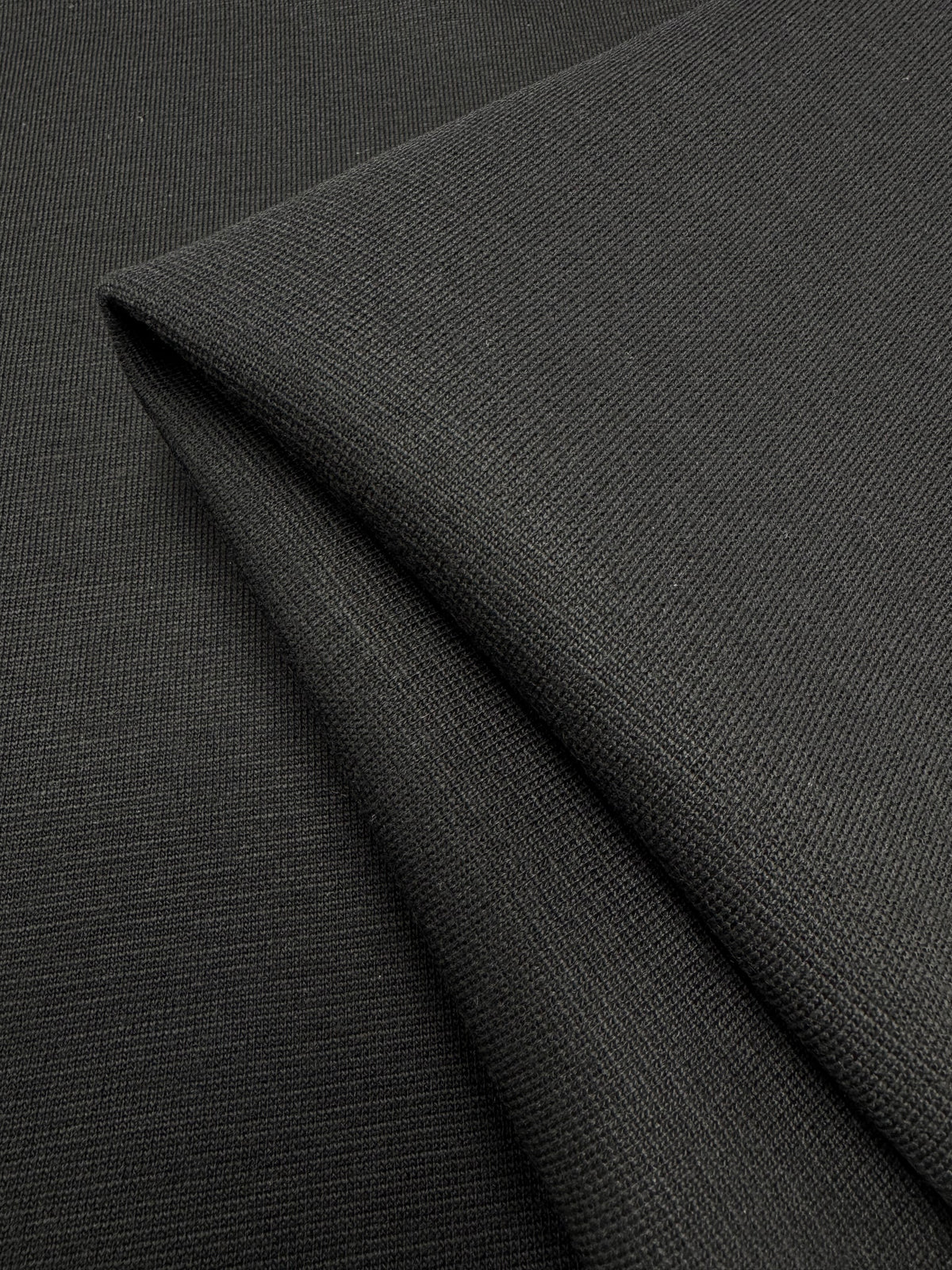 Wool Suiting Fused Rib  - Black - 126cm