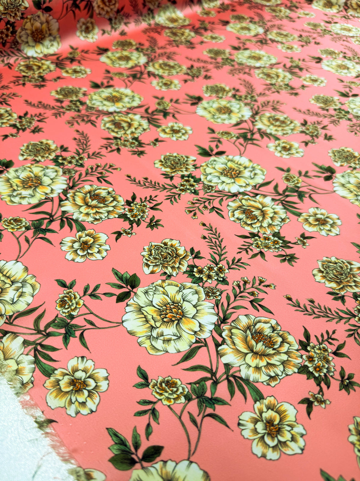 Whisper Coral printed satin fabric - view 4