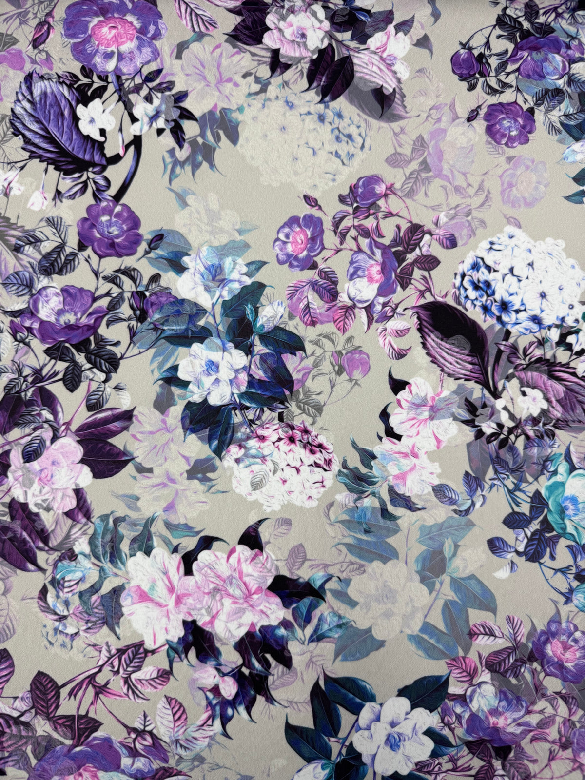 Pastel Bouquet printed satin fabric - view 3
