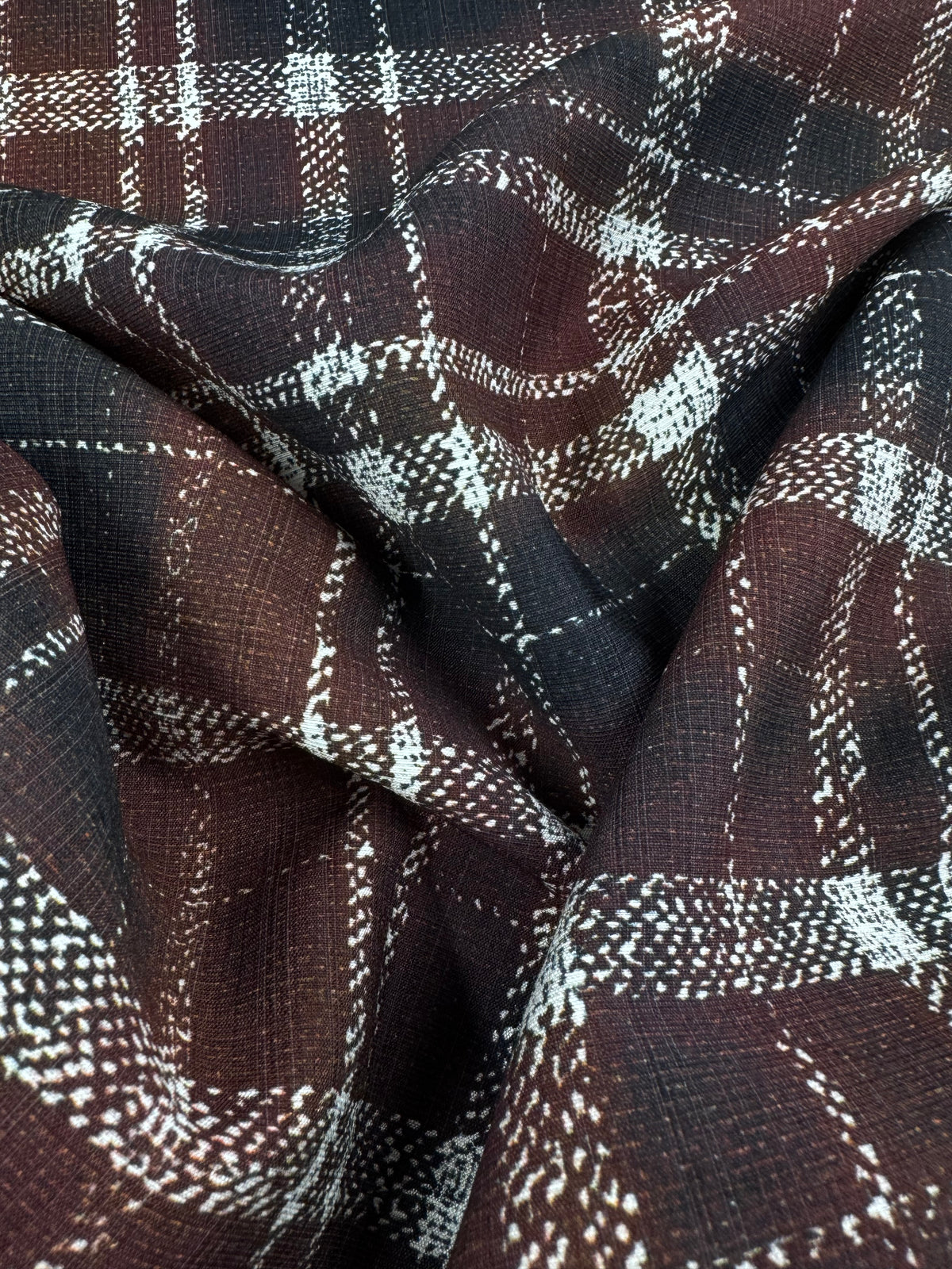 Rustic Check linen blend fabric close up