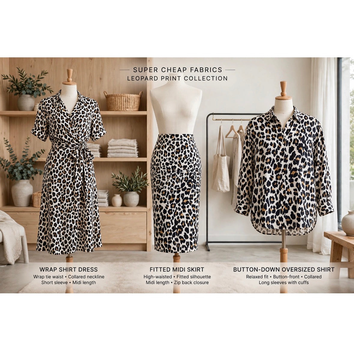 Leopard Spot printed linen blend fabric swatch