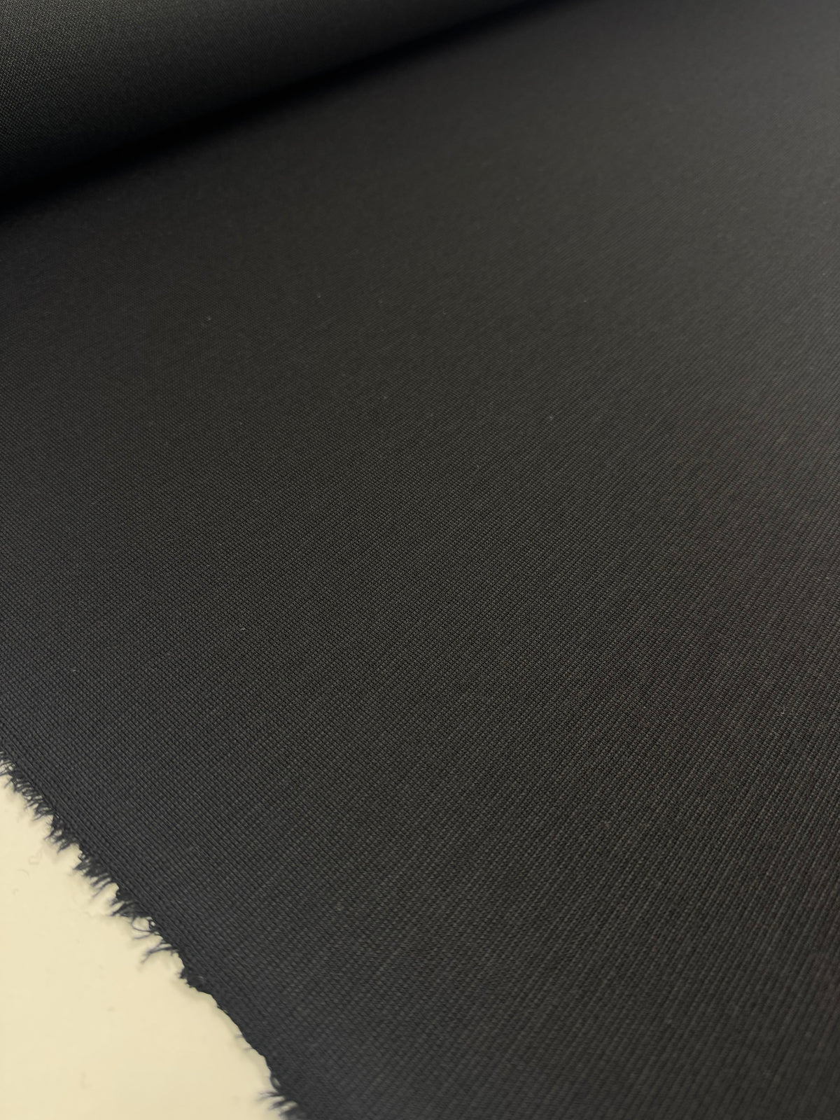 Wool Suiting Fused Rib  - Black - 126cm