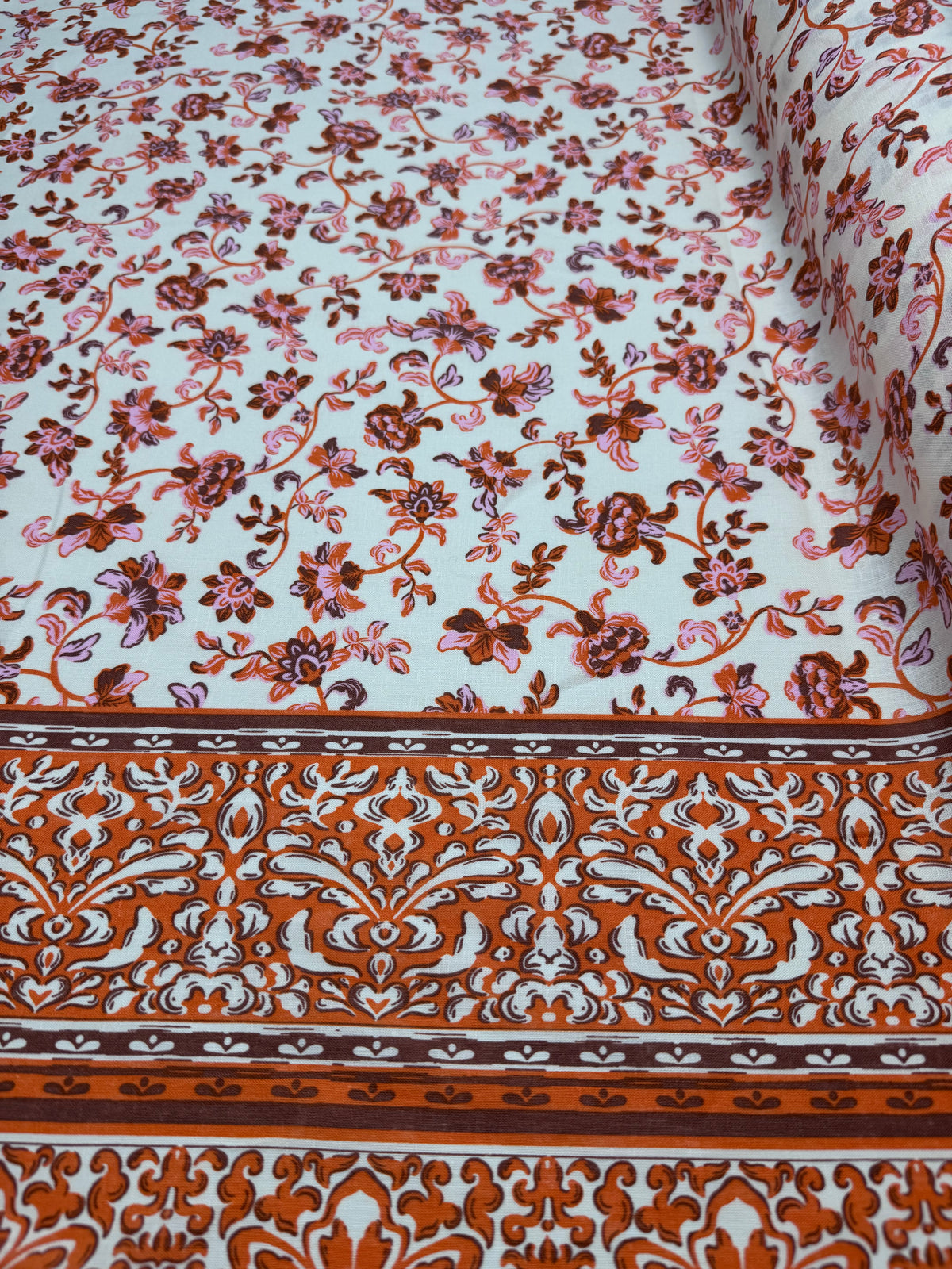 Golden Poppy tapestry linen blend fabric draped view