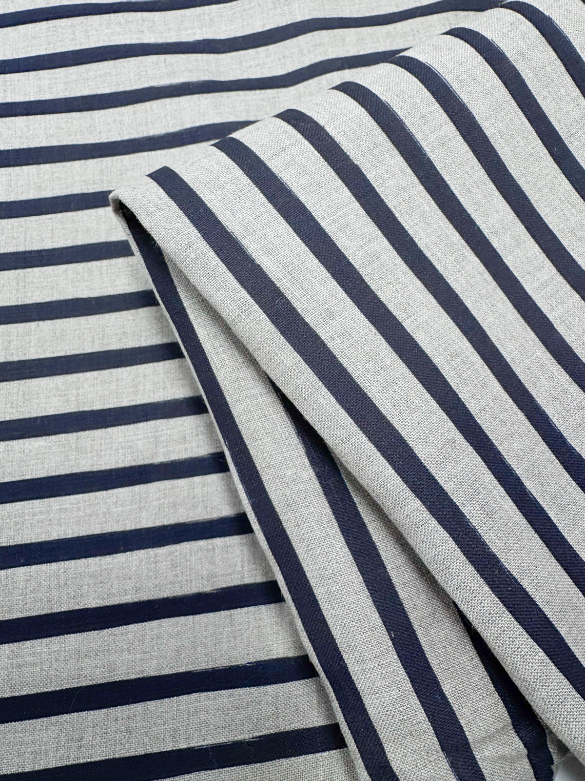 Safari print on navy pure linen, lightweight Italian linen fabric