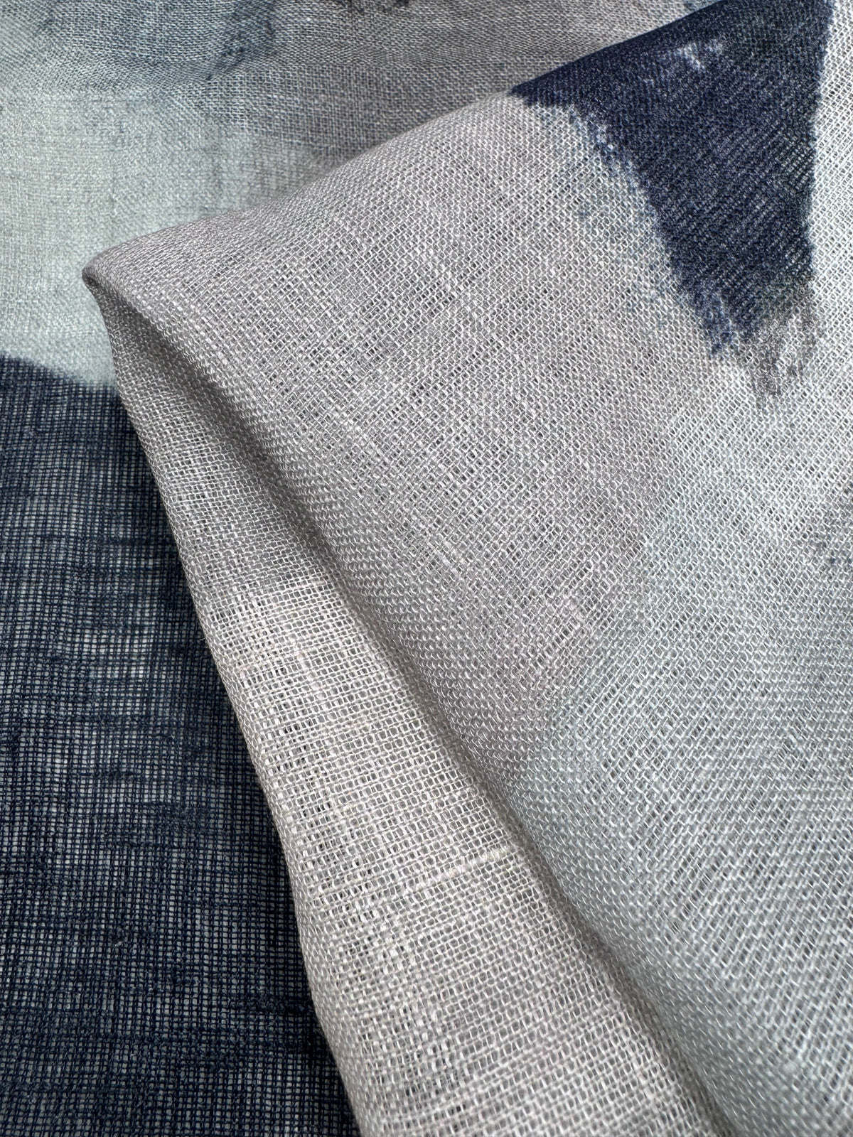 Coastal abstract print pure linen gauze, light airy Italian linen