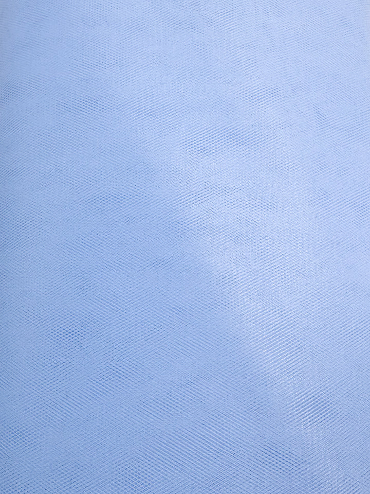 Close-up of Soft Tulle - Spun Sugar - 150cm by Super Cheap Fabrics: light blue, finely textured weave for a soft, smooth look—perfect for bridal veils or crafts.