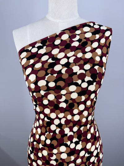Printed Lycra - Mocha Dots - 150cm