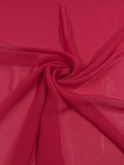 Hi-Multi Chiffon - Lollipop by Super Cheap Fabrics features sheer red fabric arranged in soft folds and gentle, flowing swirls. Lightweight and 150cm wide, it adds a delicate texture to any project.