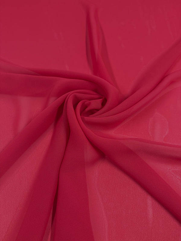 Hi-Multi Chiffon - Lollipop by Super Cheap Fabrics features sheer red fabric arranged in soft folds and gentle, flowing swirls. Lightweight and 150cm wide, it adds a delicate texture to any project.