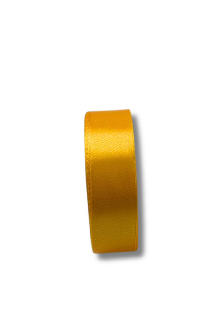 A roll of Super Cheap Fabrics Satin Ribbon - 16 Colours - 25mm stands upright on a white background, casting a faint shadow to the right.
