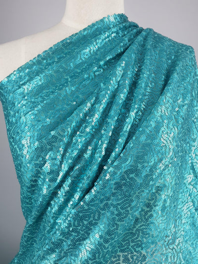 Evening  Sequins - Aqua - 150cm - Super Cheap Fabrics