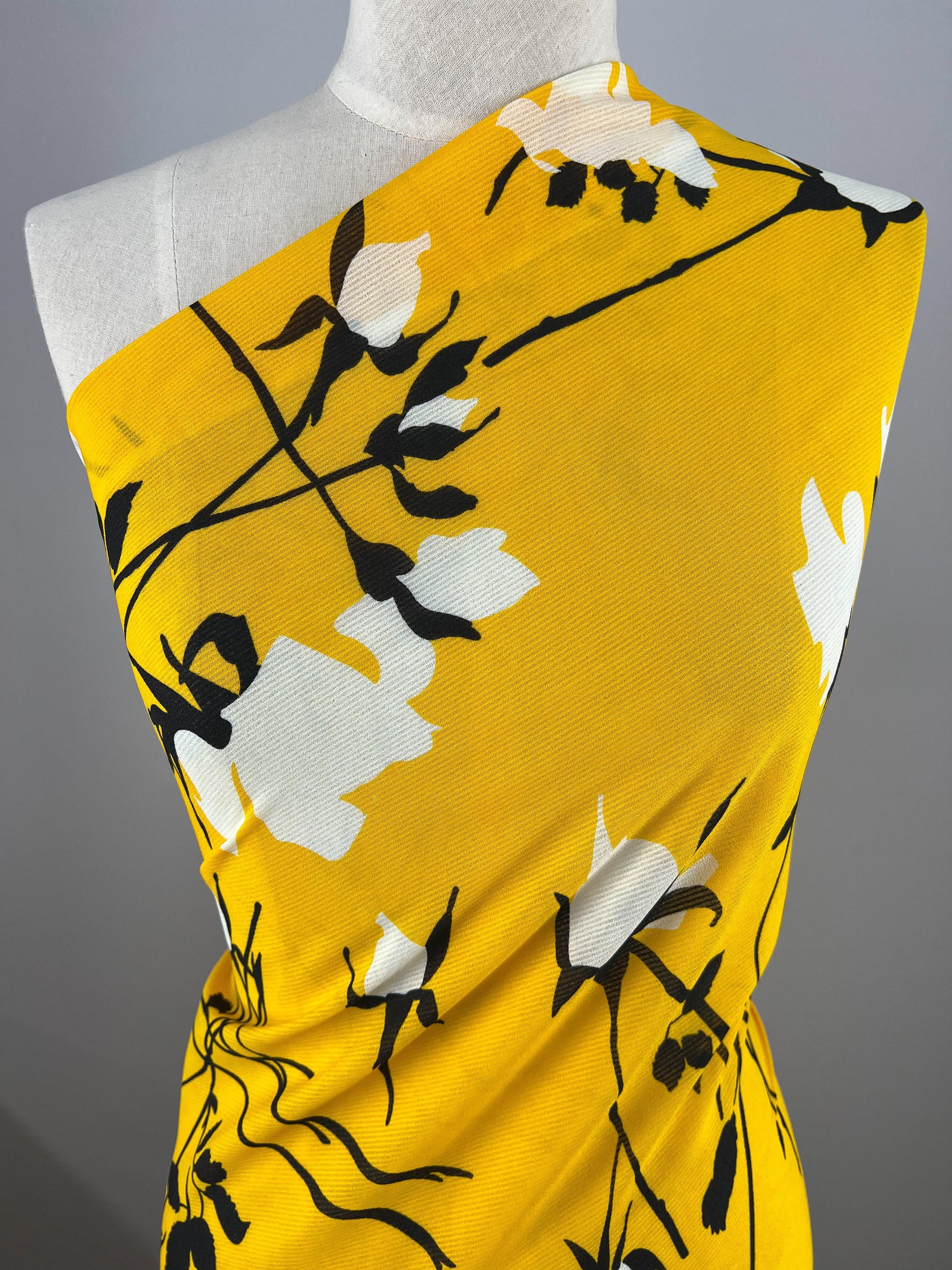 Textured Chiffon - Lemon Silhouette - 150cm - Super Cheap Fabrics