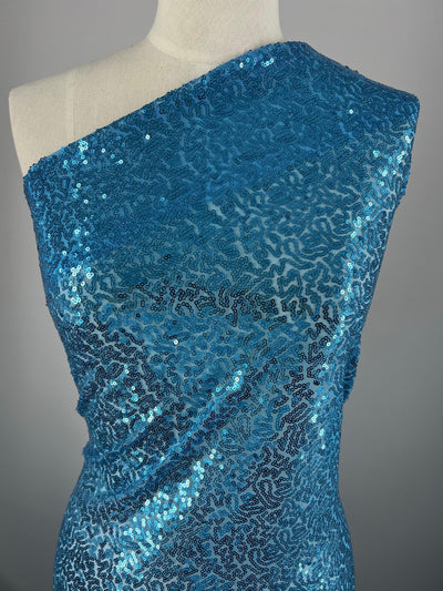 Evening  Sequins - Blue - 150cm - Super Cheap Fabrics